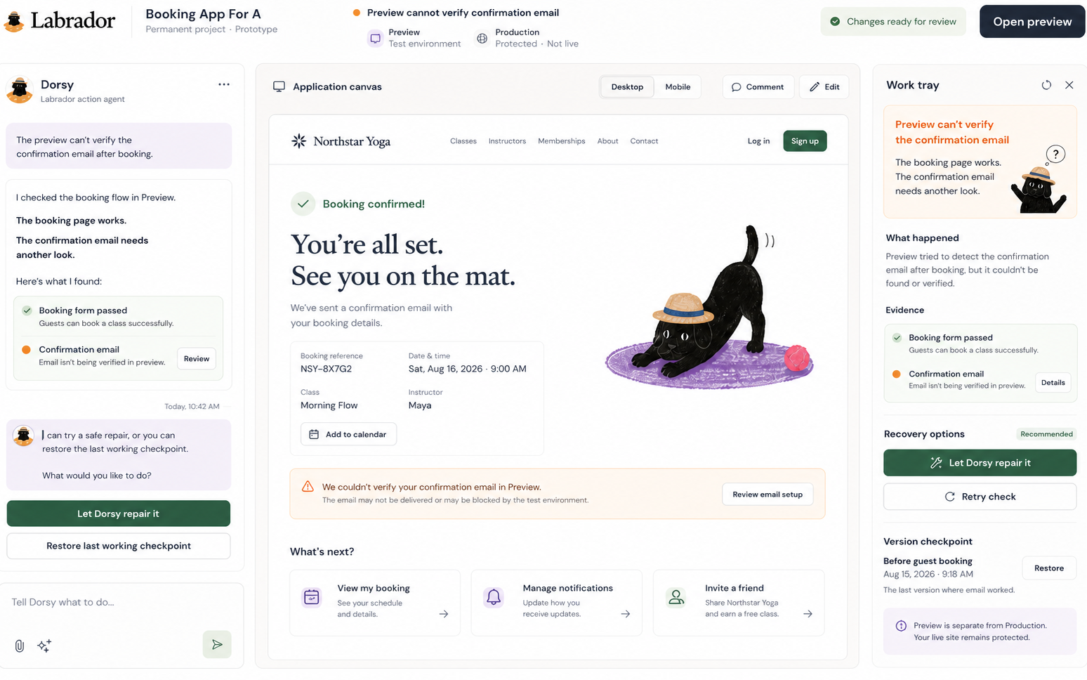 Labrador product preview showing an application idea, design direction, and app preview.